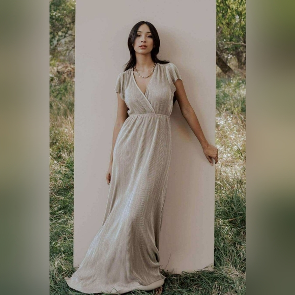 Baltic Born Athena Pleated Maxi Dress Gold - Picture 8 of 8